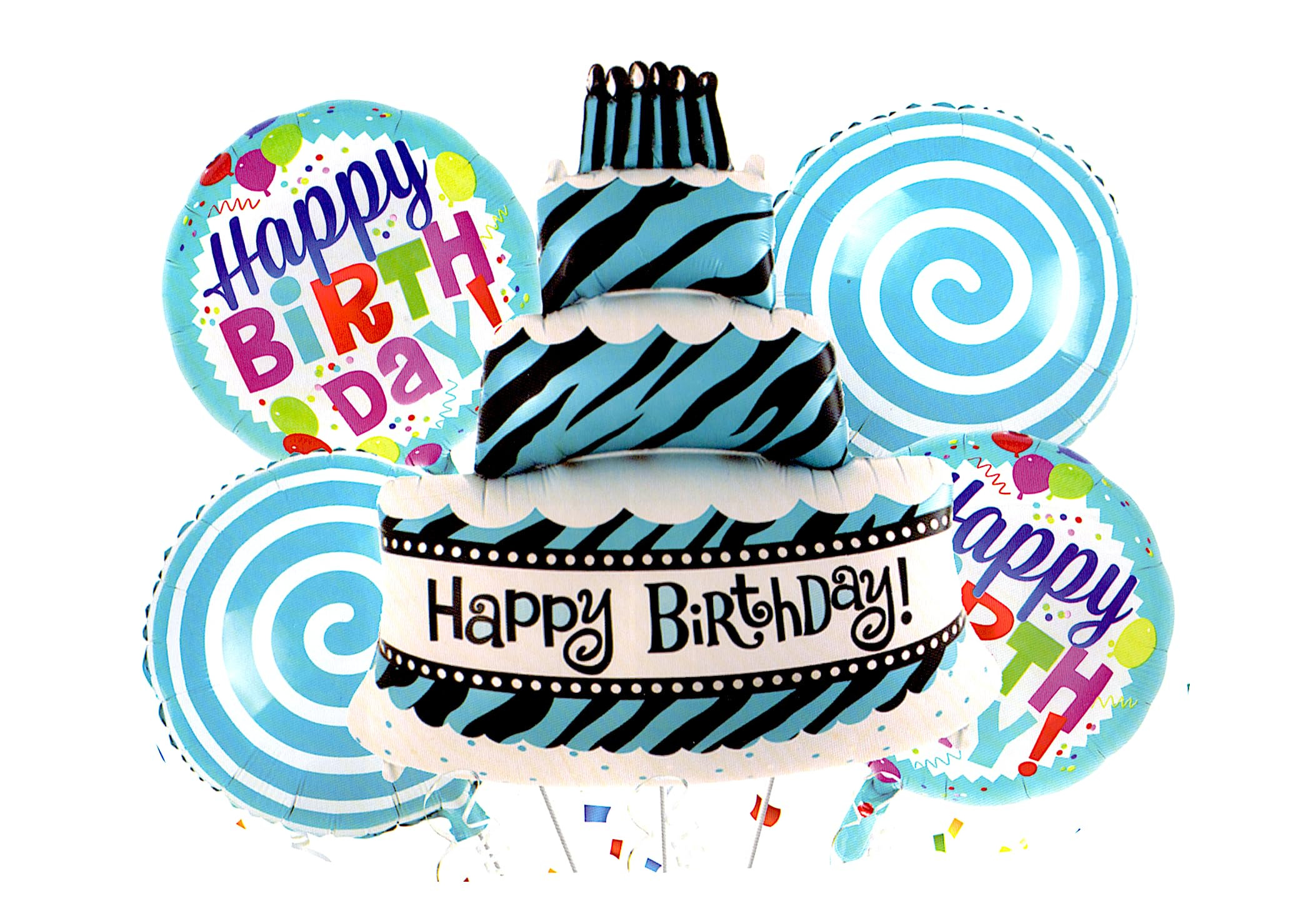 Birthday Cake Theme Foil Balloon Decoration Set for Kids Birthday Party, Cake Table, Photo Booth & Celebration Backdrop Decor – 5 Pieces