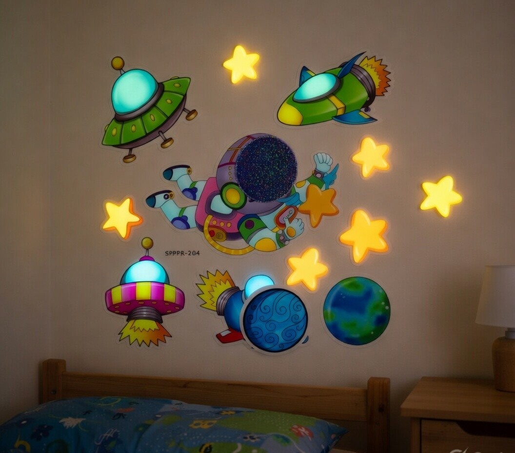 Luminous Space Decor Sticker Set - Kids Bedroom Wall Art — view 1