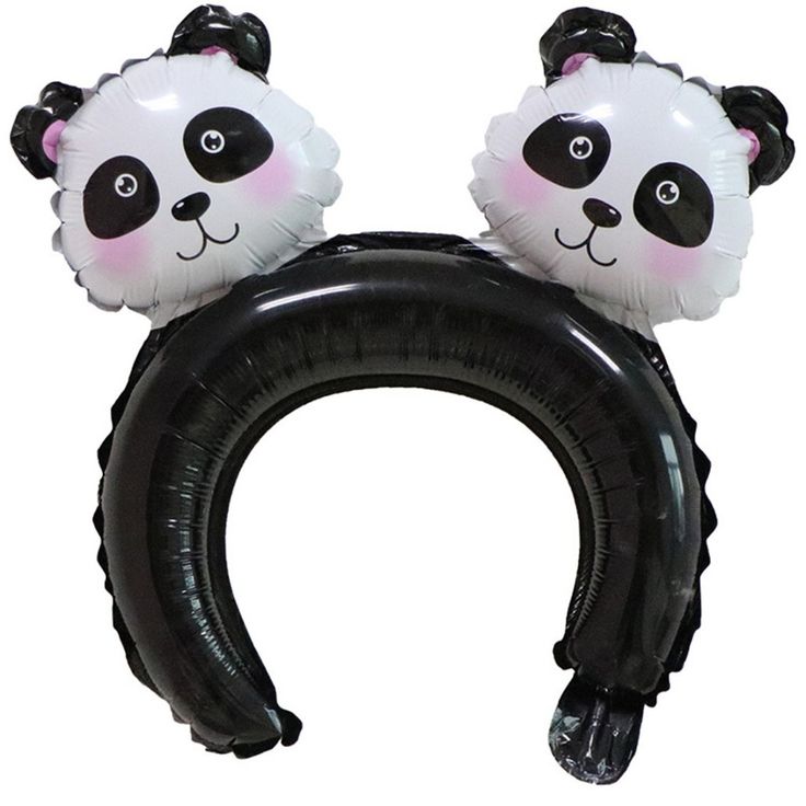 Cute Panda Headband Foil Balloon for Kids Birthday Party, Animal Theme Celebration, Jungle Safari Costume Accessory & Fun Wearable Party Decoration