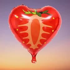 Heart Shape Foil Party Balloon - Strawberry Pattern Decoration Balloon for Birthday, Anniversary, Valentine Gift