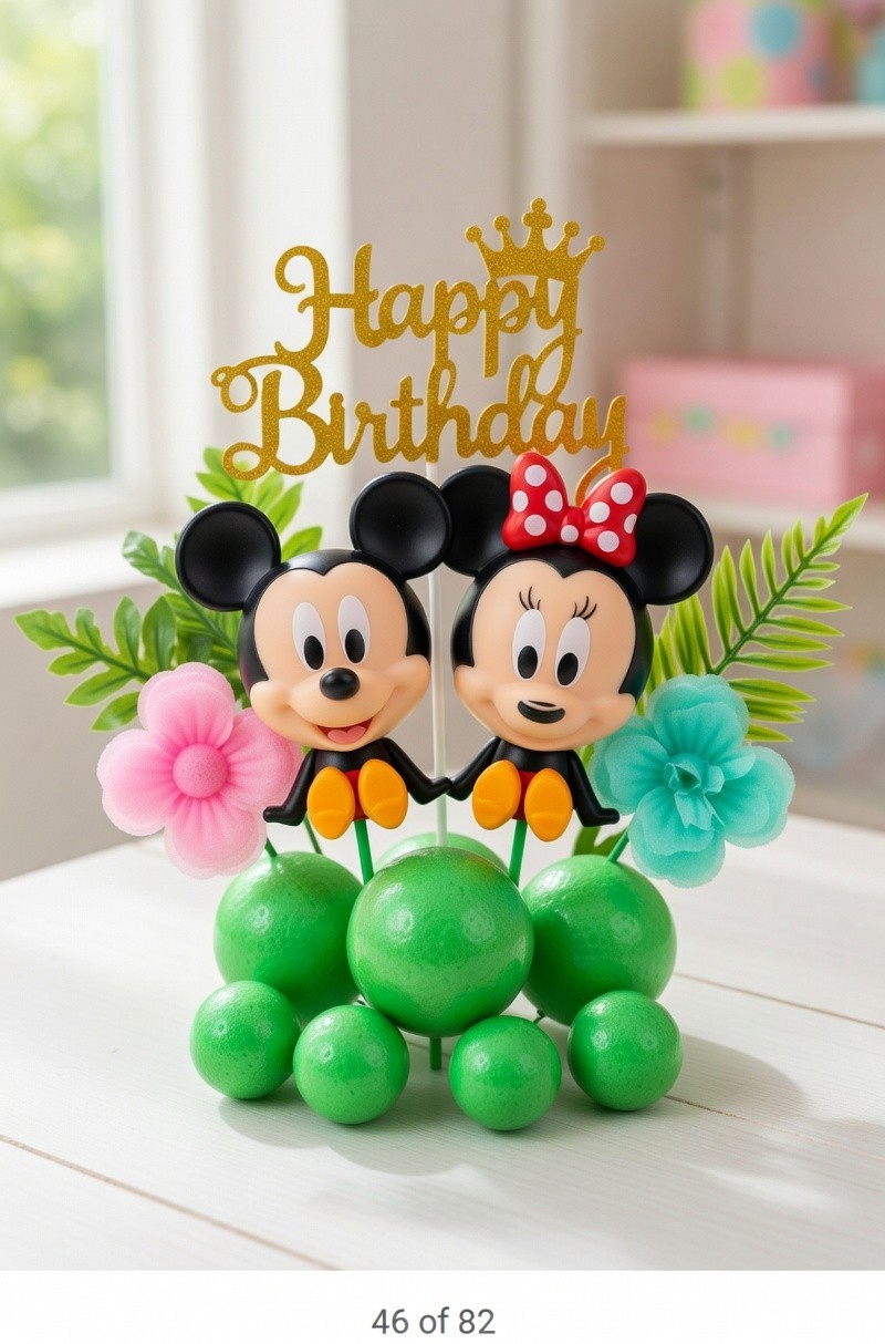 Mickey & Minnie Mouse Cake Topper Decoration Set Kids Birthday Cake Decor — view 1