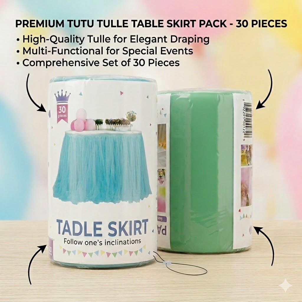 Premium Tulle Table Skirt for Birthday Party Decoration – Ruffle Tutu Table Cover for Baby Shower, Wedding, Cake Table & Event Decoration — view 1