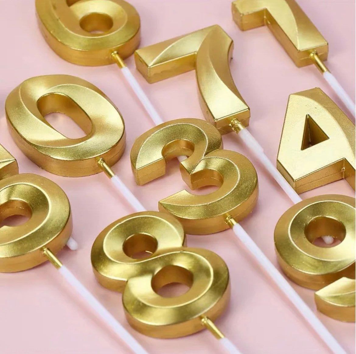 Golden Number Birthday Candle for Cake Decoration, Anniversary Celebration, Metallic Party Cake Topper