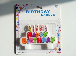 White Block Multicolor Birthday Candle - Party Supplies