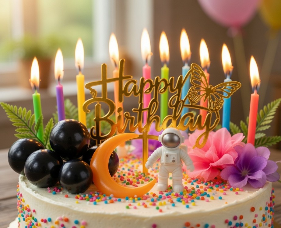 Galaxy Theme Cake Topper Set - Astronaut Party Cake Decor — view 1