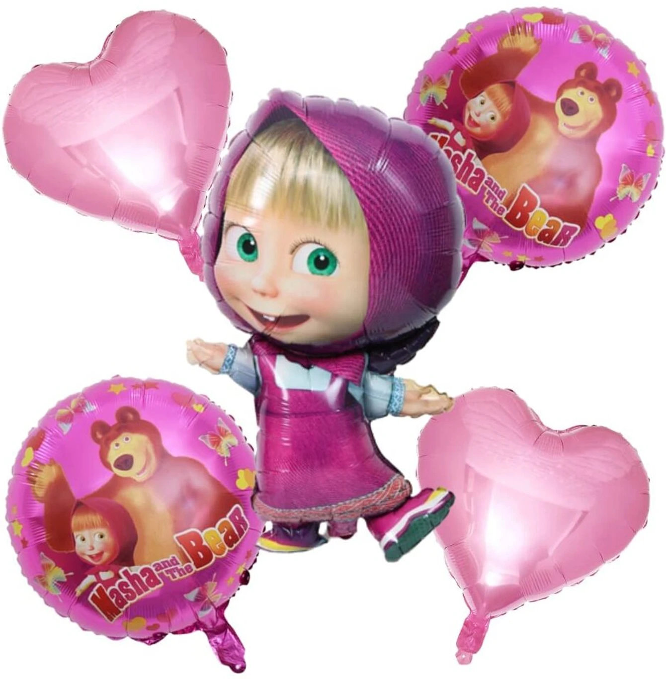 Masha and the Bear Theme Balloon Set - Photo Prop & Theme Party Supplies (5 Pcs)