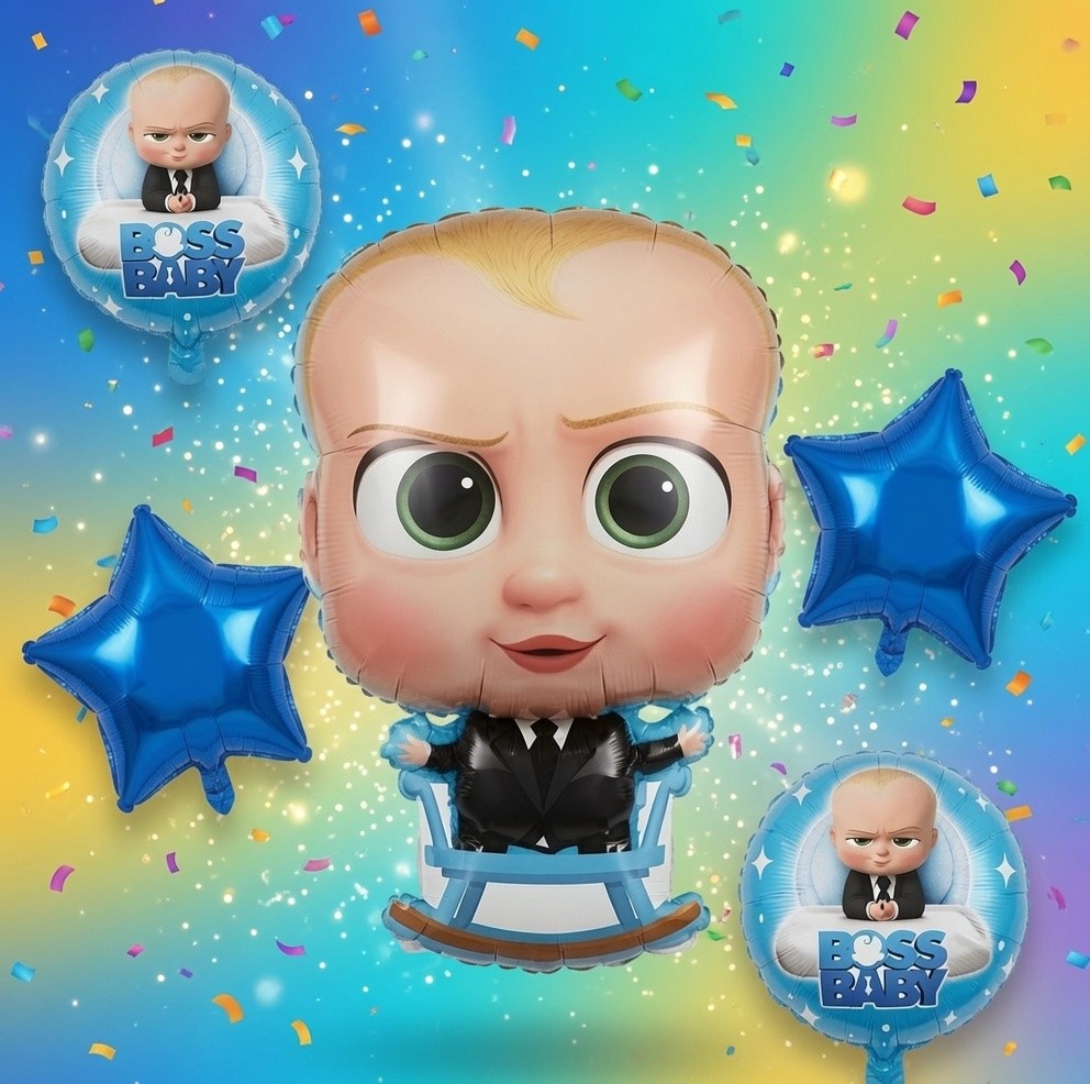 Boss Baby Birthday Balloon Decoration Kit - Photo Prop & Theme Party Supplies (5 Pcs)