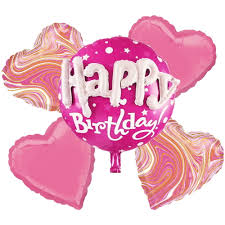 Happy Birthday Pink Balloon Combo Set – 5 Piece Foil Balloon Decoration Kit for Birthday Parties