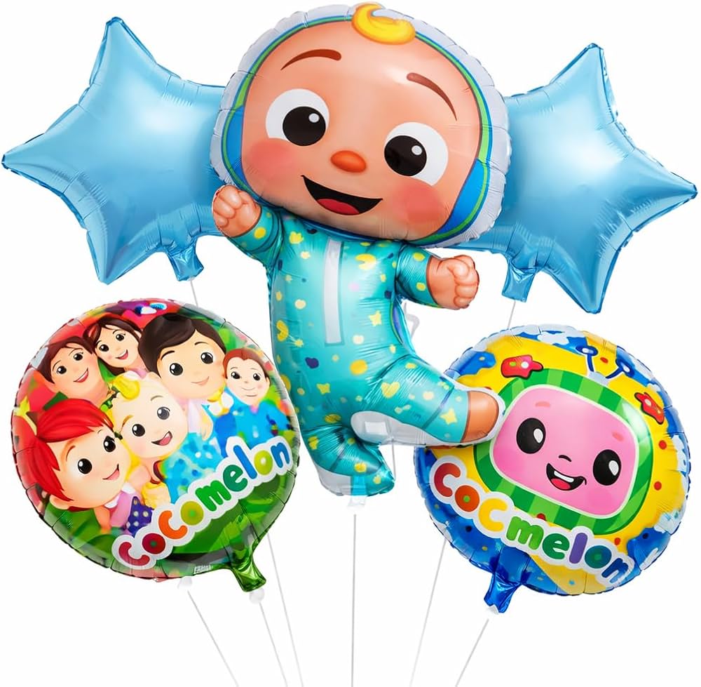 Cocomelon Kids Party Balloon Set - Photo Prop & Theme Party Supplies (5 Pcs)