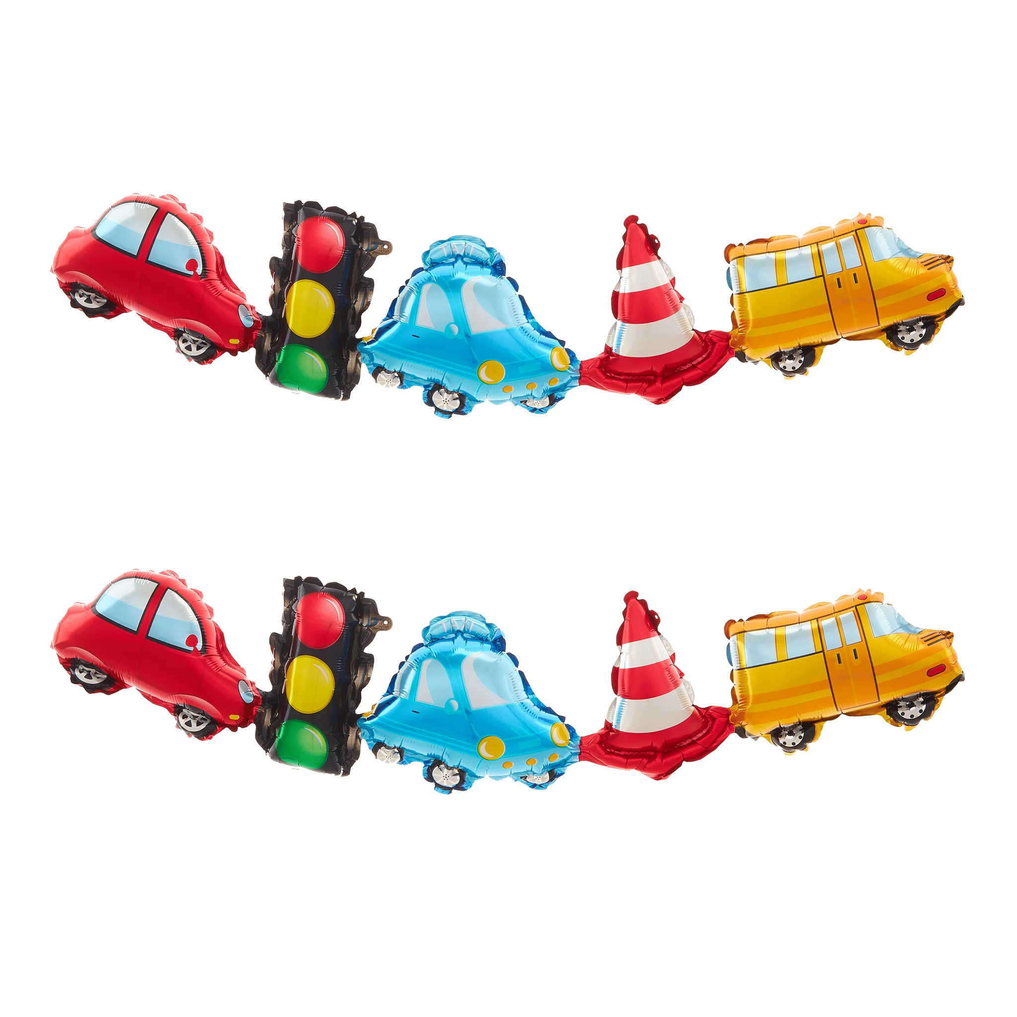 Traffic Theme Foil Garland Balloons (2 Pcs) – Vehicle Theme Party Decoration for Boys Birthday Celebration