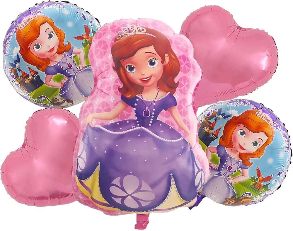 Princess Sofia Theme Kids Birthday Party Balloon Decoration Kit -Celebration Supplies, Photo Booth, Party Props (5 Pcs)