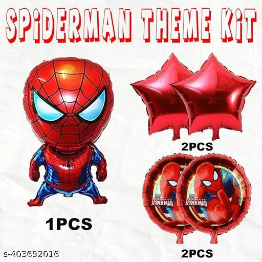 Marvel Spider Man Theme Balloons – 5 Pcs Superhero Party Decoration Balloon Pack for Birthday Celebrations, Kids Party Supplies, Photo Booth Props & Event Decor