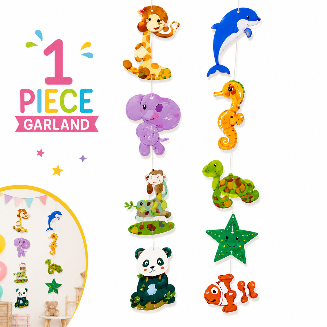 Character Theme Hanging Garland Decoration 6 Feet Party Decor-Celebration Supplies and Party Props