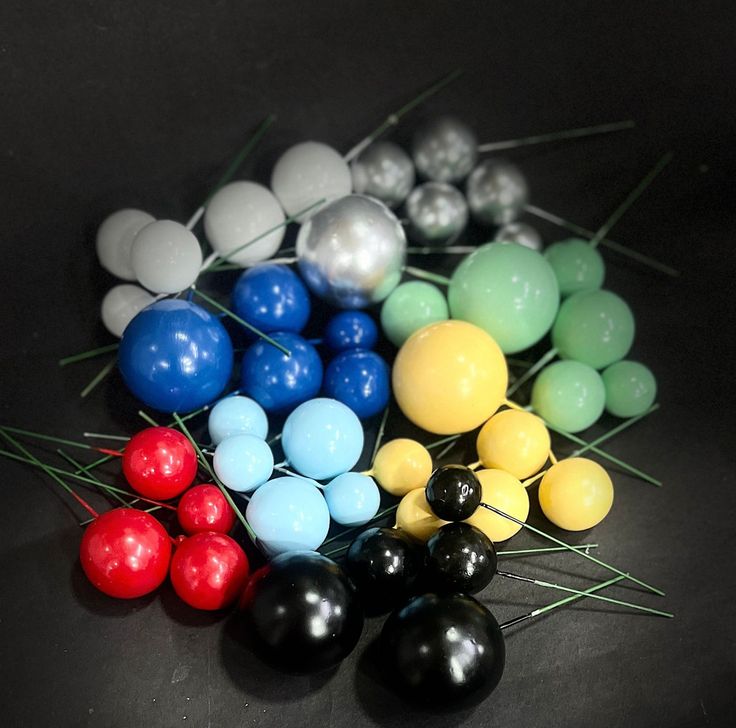 Cake Decoration Ball Topper Set for Birthday Cakes – Glossy Foam Ball Cluster Cake Decor Picks for Party & Celebration Cakes